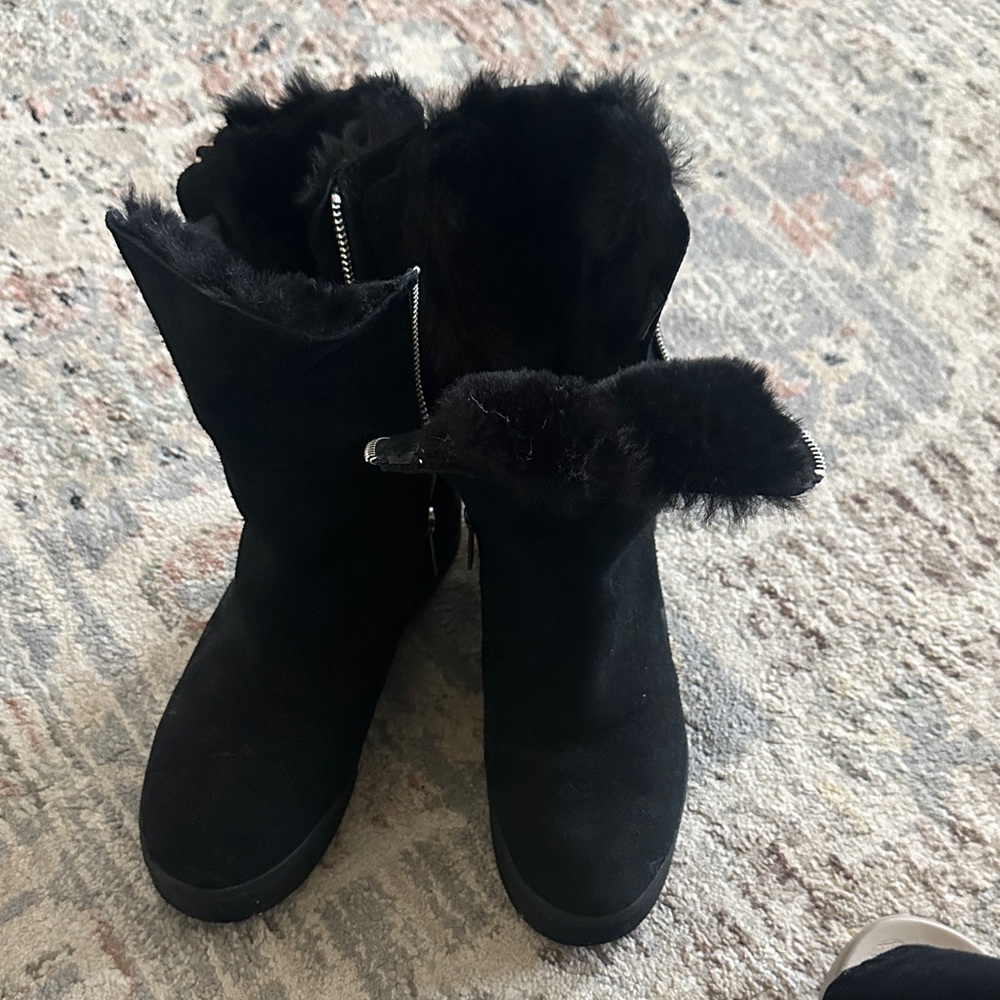 J Slides Black Faux Fur Winter Boots